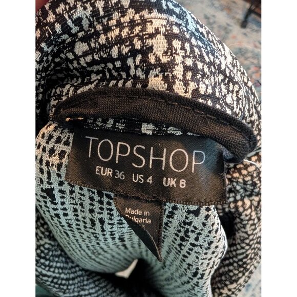 Topshop Black and White Storm Flap Unlined Double Breasted Duster Trench Coat: 4 - Picture 5 of 11